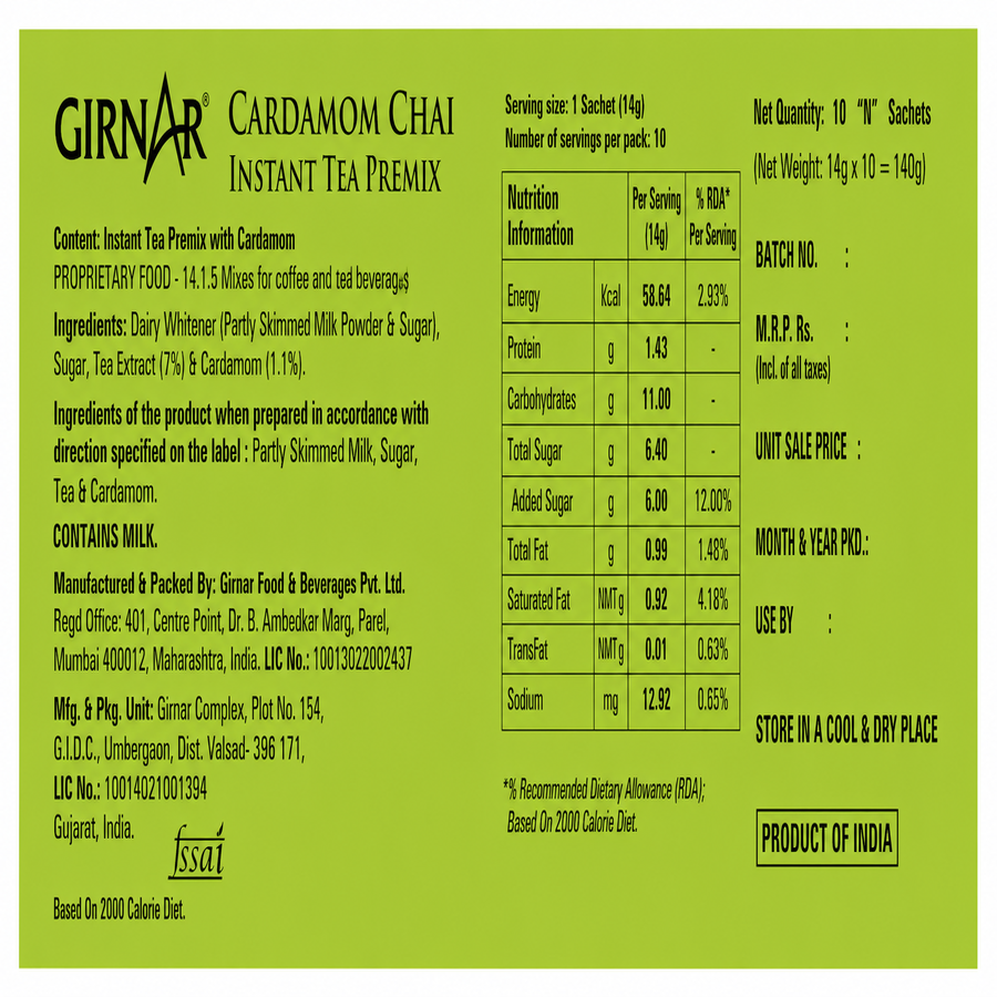 Girnar Tea Instant Premix 10pc Box